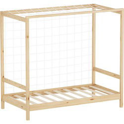 Kinderbed voetbaldoel 80x160 cm naturel eenpersoonsbed voor kinderen houten bed met lattenbodem & doelnet jeugdbed van grenenhout ML design