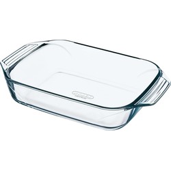 2x Rechthoekige glazen ovenschaal 3,8 liter 39 x 26 x 6,5 cm - Ovenschalen