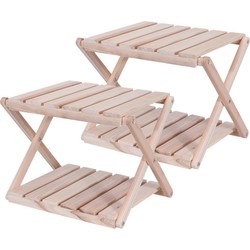 Set van 2x stuks houten inklapbaar bijzettafeltjes voor in de tuin 38,5 cm - Bistrotafels