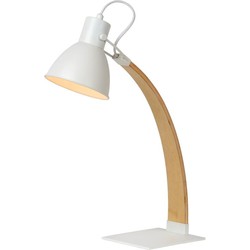 Scandinavische wit met hout gebogen bureaulamp E27
