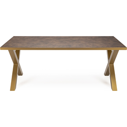 Stalux Eettafel 'Roos' 200 x 100cm, kleur goud / lederlook bruin