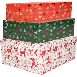 Bellatio Decorations - 6x luxe kerst cadeaupapier rollen in 3-stijlen - Cadeaupapier