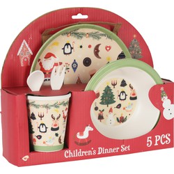 Christmas Decoration kinder servies - kerst thema - bord, beker, kom - Serviessets