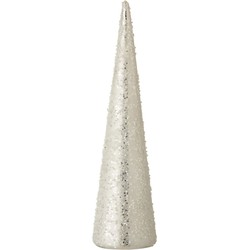  J-Line Decoratie Kerstkegel Glas Parels Wit Zilver - Large