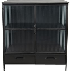 Clayre & Eef Vitrinekast  90x38x102 cm Zwart Ijzer Rechthoek Opbergkast