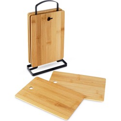 Excellent Houseware Broodplankjes met houder - 6x - bamboe hout - 22 x 15 cm - ontbijtplankjes - Snijplanken