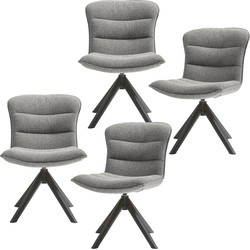 WOOOD draaibare eetkamerstoelen Nika - Polyester - Grijs - Set van 4