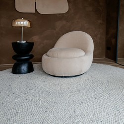 Rond Wollen Vloerkleed Palermo Beige/Grijs Eva Interior - <a href="https://vloerkledenloods.nl/vloerkleden/wollen-vloerkleed">Wol</a> - Rond 260 Ø - (XXL)