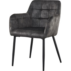 D - Livingfurn - Eetkamerstoel Bronco Olijf Velvet - Stof - 64x62x85