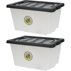 2x Stuks Opberg boxen/dozen - kunststof - 20 liter - 43 x 33 x 24 cm - Opbergbox