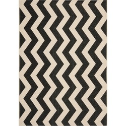 Safavieh Chevron geweven vloerkleed voor binnen en buiten, Courtyard collectie, CY6245, in zwart & beige, 122 X 170 cm