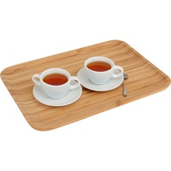 Excellent Houseware Keuken serveer dienblad bamboe hout - 33 x 23 cm - lichtbruin - Dienbladen