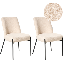 Beliani MALIN - Eetkamerstoel-Beige-Bouclé