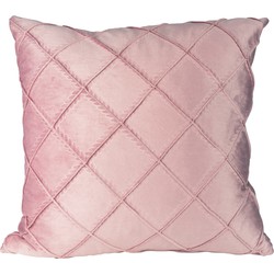 QUVIO Sierkussen gevuld met ruiten patroon - 45 x 45 cm - Fluweel - Roze