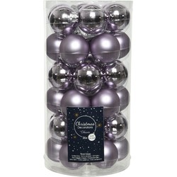 Decoris kerstballen - 36x st - lila paars - D4 cm - glas - Kerstbal