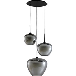 Light&living Hanglamp 3L Ø40x160 cm MAYSON smoke glas-mat zwart