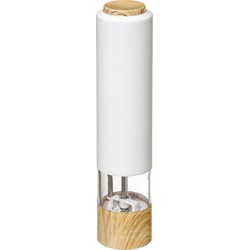 Elektrische pepermolen kunststof wit 22 cm inclusief 4x AA batterijen - Peper en zoutstel