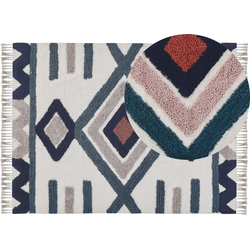 KOZLU - Laagpolig vloerkleed - Donkerblauw - 160 x 230 cm - Katoen