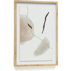 Kave Home - Abstract schilderij Torroella wit, bruin en grijs met zwarte streep 50 x 70 cm