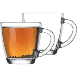LAV Koffie/thee glazen - set 2x stuks - transparant glas - 230 ml - Koffie- en theeglazen