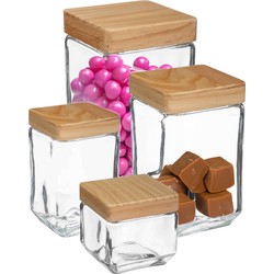 Keuken voorraadpotten glas met houten deksel - 4 formaten - 8x stuks - Voorraadpot