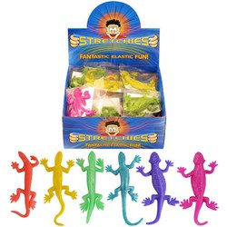96 Stuks - Uittrekbare Strech Hagedissen - In Display - Uitdeelcadeautjes - Uitdeel speelgoed - Traktatie voor kinderen - Jongens