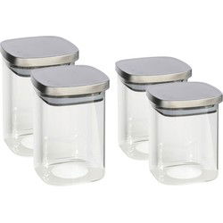 Set van 4x keuken voedsel opslag voorraadpotten glas in 2 formaten - Voorraadpot