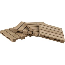 4x stuks houten pallet glazen onderzetters 10 x 10 cm - Glazenonderzetters