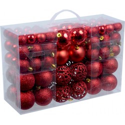 3x stuks kerstballen pakket met 100 rode voordelige kerstballen - Kerstbal