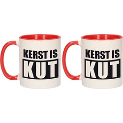 Set van 2x stuks kerst is kut cadeau mokken/bekers rood Kerstmis / kerstcadeau 300 ml - Bekers