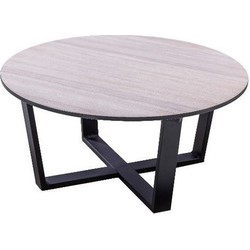 Teeburu coffee table 75x35cm. alu black/travertin - Yoi