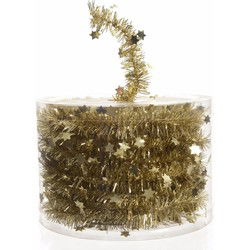 Decoris Kerstslinger - met sterren - goud - glanzend - 700 cm - Kerstslingers