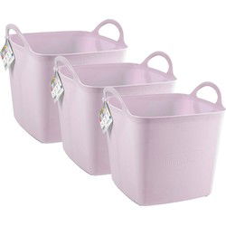 Plasticforte Kuip/emmer/wasmand - 3x - flexibel - roze - 27 liter - Wasmanden