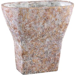 PTMD Githa Ovale Bloempot - 30 x 15 x 28 cm - Cement - Roze