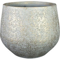 Ter Steege Plantenpot - zilvergrijs - glans - keramiek - D23xH20 cm - Plantenpotten