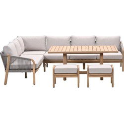 Santos lounge-diningset - 5-dlg.-links -acaciahout met white wash-sand