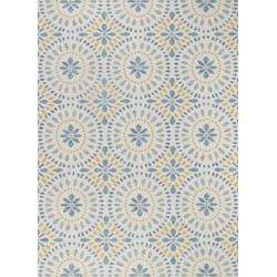 Boho Buitenkleed - Balkon, Terras, Keuken - Modern Boho Tapijt DHENA - Blaw/MosterdGeel - 200x275 cm