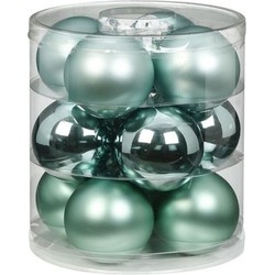 24x Mint groene glazen kerstballen 8 cm glans en mat - Kerstbal