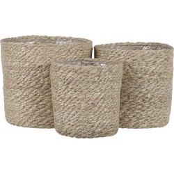 Mica Decorations Atlantic Plantenmand - Set van 3 - H16 x Ø16 cm - Jute - Crème