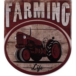 Clayre & Eef Tekstbord  50x56 cm Rood Ijzer Farming Wandbord