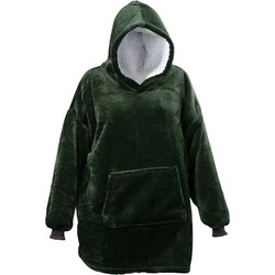 Oversized fleece hoodie donkergroen