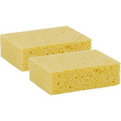 Lifetime Clean Viscose spons - 2x - 14 x 11 x 3,5 cm - geel - Sponzen