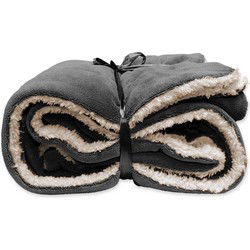 Unique Living | Lars coral fleece/suede plaid 150x200cm dark grey