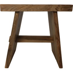 HSM Collection-Rechthoekige Kruk-45x35x45-Naturel-Teak