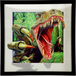 Dinosaurus foto in lijst 3 dimensionaal - Posters