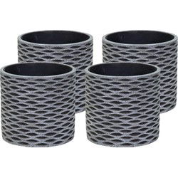 Mega Collections Plantenpot - 4x - keramiek - antraciet/grijs - D11 x H9 cm - Plantenpotten
