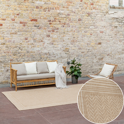 Jute buitenkleed Naturel Visgraat Border - Interieur05 Beige - Polypropyleen - 160 x 230 cm - (M)