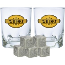Durobor whiskyglazen - set 6x stuks 240 ml - 9x whisky ijsblokstenen - Whiskeyglazen