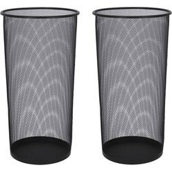 Set van 2x stuks paraplubakken/parapluhouders zwart metaal 26 x 50 cm - Paraplubakken