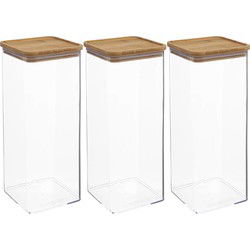 5Five - 3x - Keuken voorraadpot - Berlino - kunststof/bamboe - 2000 ml - Voorraadpot
